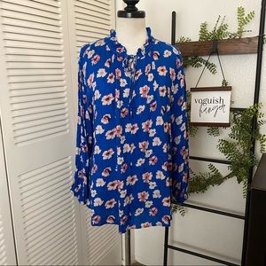 Lucky Brand|2XL|Blue Umi Floral Long Sleeve Peasant Top